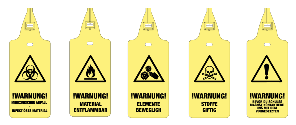 Sicherheitssiegel mit aufgedruckten Warnhinweisen