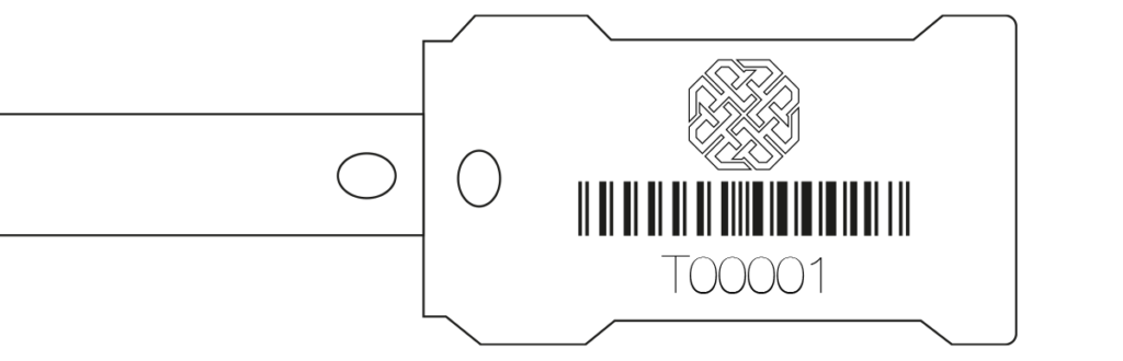 Sicherheitssiegel mit aufgedrucktem Logo und Barcode